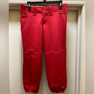 Mizuno girls youth large softball pants red